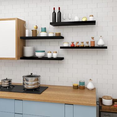 Настінна полиця WOLTU Volato, Плаваюча настінна дошка, Глянцевий чорний колір, Плаваюча полиця, Полиця для CD/DVD, Книжкова полиця, Дерев&39яна дошка, 120 x 22,9 x 3,8 см, RG9484sz, 120 см, Чорний