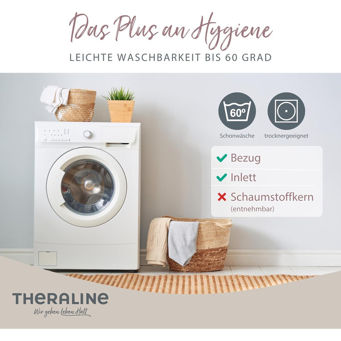 Подушка Theraline Ергономічна подушка з піни з ефектом пам&39яті з намистинами Подушка для підтримки шиї для сну на боці та на спині У комплекті чохол з бамбукового джерсі, приблизно 50x30 см Меланжево-сірий, середньо-сірий