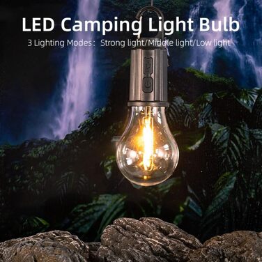 Вуличні казкові вогні, акумуляторні світлодіодні лампочки, портативні кемпінгові вогні, 3 режими освітлення, теплий білий колір, підходить для кемпінгу на свіжому повітрі, садового освітлення, екстреного відключення електроенергії, 4 шт.