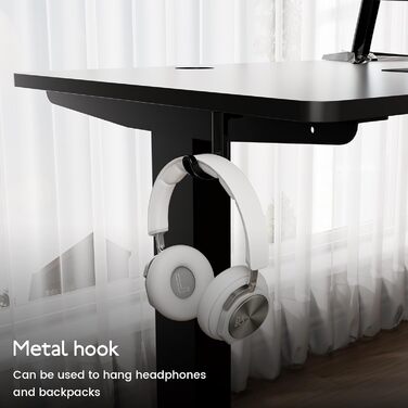 Стіл з регульованою висотою 60x110 см, електричний стіл з пам&39яттю налаштувань та функцією запобігання зіткненням, регульована висота 70117 см, ідеально підходить для офісу, домашнього офісу та ігор (чорний) 110x60 см Чорний