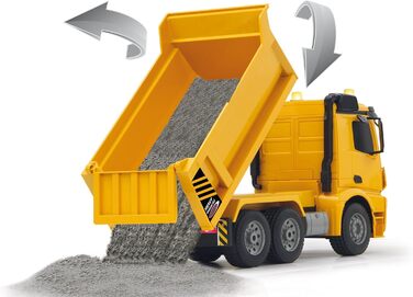 Позашляховик-самоскид Mercedes-Benz Arocs 2,4 ГГц - Кузов підіймається/опускається, реалістичний звук двигуна, клаксон, звук попередження про рух заднім ходом, повний привід, жовті світлодіодні сигнальні вогні, програмовані функції, 404940 -