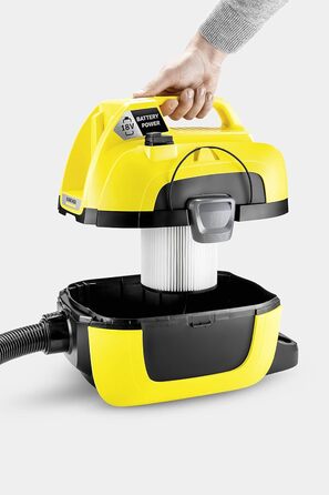 Акумуляторний пилосос для вологого/сухого прибирання Krcher 18 В WD 1 Compact, патронний фільтр, всмоктувальний шланг 1,20 м, об'є