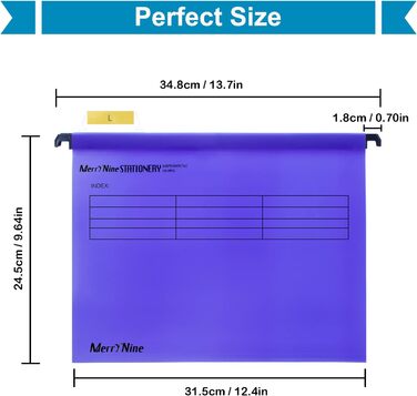 Підвісні папки MerryNine, A4, 5 шт. , поліпропілен, підвісні папки з райдерами та картками-вкладишами, для школи, дому, роботи, офісу, організації (5 кольорів) (1, фіолетовий)