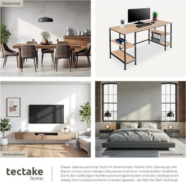 Промисловий офісний стіл з 4 полицями, 137x55x75 см, Комп&39ютерний стіл, Стіл для ПК, Ігровий стіл, Робочий стіл, Меблі для домашнього офісу, Світла промислова деревина, Дуб Сонома