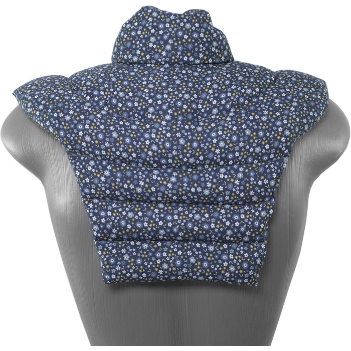 Подушка для шиї та шийного відділу хребта - шия плечі спина - органічна тканина квітковий синій - подушка з органічної спельти - грілка для подушки для шиї - подушка з зернової спельти для шиї та плечей