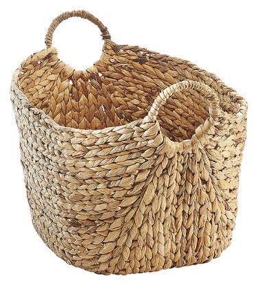 Кошик Kobolo з водяним гіацинтом та ручками - 56x40x34 см - коричневий - великий плетений кошик для зберігання білизни, книг та газет - стильний органайзер XL, міцний та виготовлений вручну 56x40x41 см