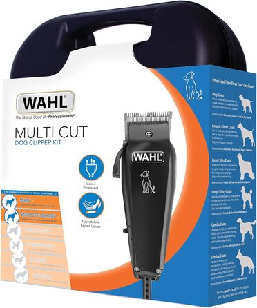 Машинка для стрижки собак Wahl Multi-Cut, набір для догляду за шерстю собак та котів, повний комплект для домашніх улюбленців, тиха, акумуляторна, для використання вдома, стійка до іржі, леза з вуглецевої сталі з прецизійним заточуванням, легка вага 100 г