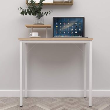 Комп&39ютерний стіл Невеликий робочий стіл Офісний стіл з дерев&39яного композиту та металевого каркасу, з підставкою, стіл для ПК та ноутбука Навчальний стіл для дому та офісу, 80 * 40 см, світлий дуб