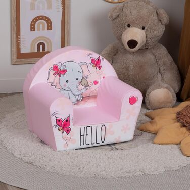 Дитяче крісло від 1 року Зручне та легке Крісло для дитячої кімнати Чохол, який можна прати Мяка пінопластова підкладка (Слон - Рожевий)