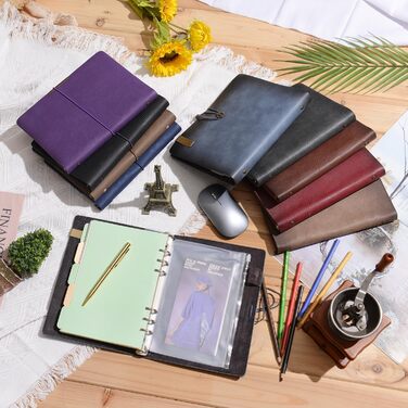 Шкіряний блокнот-щоденник Wonderpool з кільцями папка-кільце для запису, спіральний папір для ділових блокнотів, вінтажна обкладинка для офісного планування, туристичного органайзера (блакитний, A5)