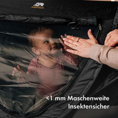 Дитяче ліжечко Deryan з матрацом від народження до 2,5 років - висувне дитяче ліжечко-намет, яке встановлюється за 2 хвилини - включає москітну сітку та дорожню сумку - 136x84x62 см (чорний), PL Black Peuter Luxe Black