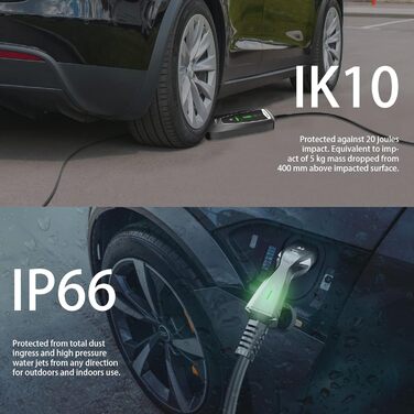 Портативний зарядний пристрій Teskee Type 2 з індикатором Кейс для перенесення для всіх електромобілів та гібридних автомобілів 3,