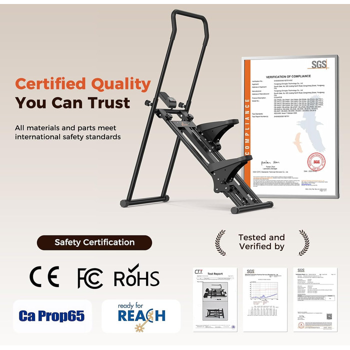 Складаний степер Sportneer для домашнього використання з кермом та регульованим опором, тренування Stairmaster для ніг та корпусу, домашній степер до 200 кг, чорний