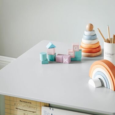 Дитячий стіл зі стільцями SoBuy KMB88-HG, комплект дитячих сидінь для приміщень, комплект дитячого столу та стільців, художній стіл для дітей, група сидінь, світло-сірий