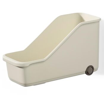 Кухонний ящик для зберігання, пластиковий, з колесами, для каструль та кришок, кутове відкриття, для двосторонніх пазів, 38 x 15 x 22 см, бежевий