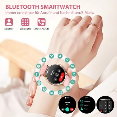 Жіночий смарт-годинник, круглий, ультратонкий, 1,32-дюймовий AMOLED-дисплей, завжди увімкнений фітнес-годинник із функцією телефону, монітор сну/пульсометр/крокомір, понад 100 спортивних режимів, водонепроникність IP68, Android/iOS