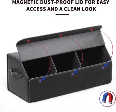 Органайзер для багажника зі шкіри, міцний, складаний, з регульованими відділеннями, надзвичайно великий об'єм (довжина 74.9 см x ширина 31 см x висота 29.2 см), 151