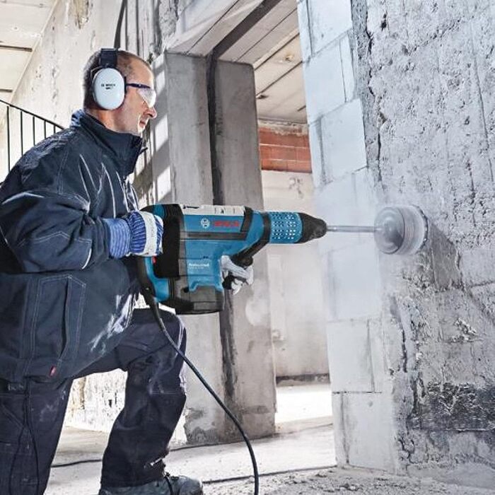 Перфоратор GBH 12-52 DV (потужність 1700 Вт, вкл. додаткову рукоятку, мастило, ганчірку для машини, кейс, без акумулятора/зарядног