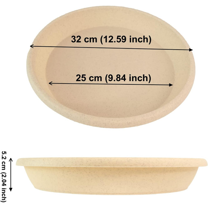 Набір із 5 блюдець для квіткових горщиків для дому та саду, пластикові, блюдця для рослин для використання в приміщенні та на вулиці, блюдця для рослинних горщиків, різні розміри та кольори (бежевий, 32 см зовнішній / 25 см внутрішній) 32 см бежевий