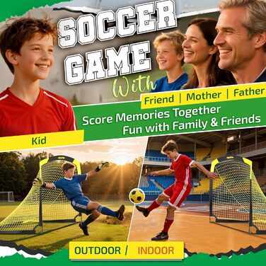 Футбольні ворота Happy Jump складні для дітей та дорослих 1 або 2 ворота 120x90 / 152x110 / 213x152 см Додатково з м&39ячем, насосом, конусами та мішенню Для саду та подарунка 1-152x110 см жовтого кольору