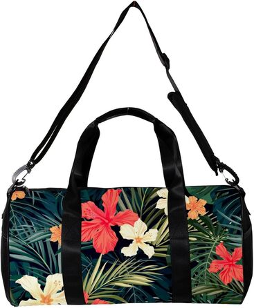 Спортивна сумка, маленька дорожня сумка, сумка для йоги, з тропічними рослинами та квітами, сумка для фітнесу на відкритому повітрі, ручна поклажа