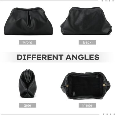 Жіноча клатч SUKUTU Плісирована сумочка Хмарка, вечірня сумочка з екошкіри, чорний колір