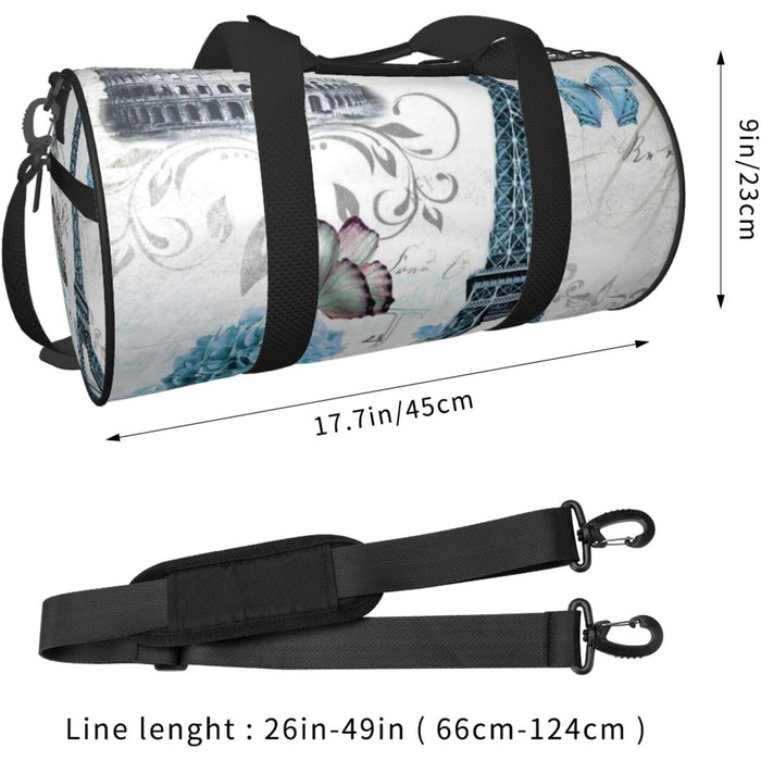 Спортивна сумка для подорожей, стильна з квітковим принтом, дорожня сумка на ніч, чорна, універсальний розмір