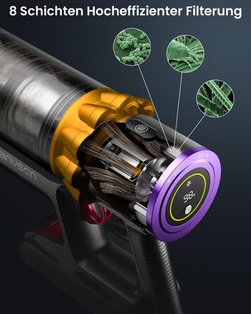 Акумуляторний пилосос Anyson 45000Pa/550W/70Min, 1.6 л акумуляторний пилосос супер тихий, акумуляторний пилосос самозаряджається з