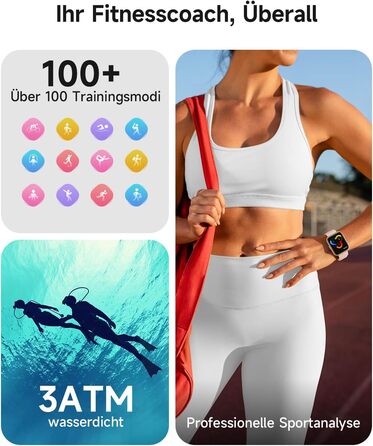 Розумний годинник для чоловіків та жінок, 1,8-дюймовий AMOLED-дисплей, розумний годинник з функцією телефону, Alexa, фітнес-годинник з серцевим ритмом, сном, SpO2, крокоміром, 110 спортивних режимів, водонепроникність IP68, спортивний годинник для iOS та 