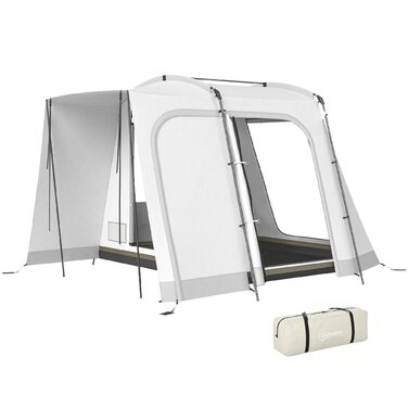 Намет Outsunny для автомобіля 2-в-1 для 2-4 осіб, 320 x 280 x 205 см, водонепроникний тунельний намет з 4 дверима, вікнами, тамбуром, підлогою та сумкою для транспортування. Сімейний намет для кемпінгу, подорожей та позашляховиків.