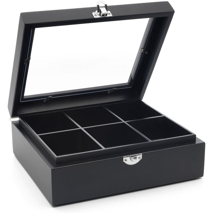 Коробка для чорного чаю Bredemeijer з 6 відділеннями та оглядовим віконцем - дерев&39яна коробка для оптимального зберігання чайних пакетиків