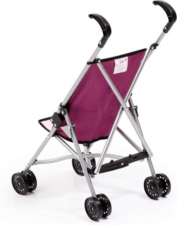 Коляска для ляльок, складна, подвійні колеса, ремені безпеки, з металу, рожева, рожева, єдиноріг, 30537AA