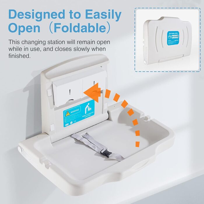 Пеленальний столик, Горизонтальний пеленальний столик зі щитком, Настінний пеленальний столик із запобіжним поясом, Пеленальний ст