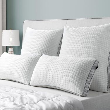 Подушка BedStory 40x80 зі знімним чохлом, регульованим наповнювачем з волокна, готельна подушка на блискавці, комплект з 2 подушок з мікрофібри 950 г, подушка для шиї, яку можна прати, для алергіків