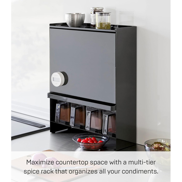 Рівнева підставка для приправ, чорна, сталь/POM смола, 38 x 16,3 x 49,2 см. Чорний колір 16,3 x 38 x 49,2 см (Д x Ш x В), 2010 TOWER 3-