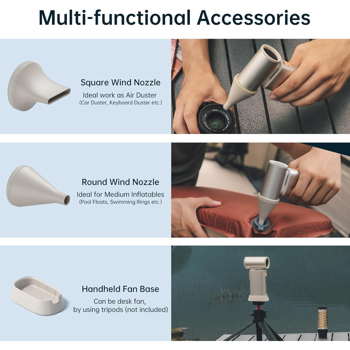 Міні-вентилятор JISULIFE 2-в-1 із функцією Air Duster, потужний транспортний вентилятор, стильний розумний маленький вентилятор, ручні вентилятори 1100 швидкостей, ручні вентилятори зі світлодіодним дисплеєм коричневі