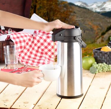 Кавоварка Rosenstein & Shne Pump Pot 1 літр Вакуумна ізольована кавоварка з нержавіючої сталі, 1,9 літра (кавоварка з помпою, термос з помпою, ізольована кружка) 1900 мл