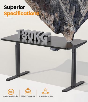 Каркас столу MAIDeSITe EL2 Pro Art з регулюванням висоти, овальна конструкція ніжок, електрично регульований по висоті каркас столу, подвійний двигун, вантажопідйомність 180 кг з 4 налаштуваннями пам&39яті та функцією захисту від зіткнень, чорний