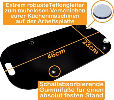 Акрилова розсувна дошка для Bosch Cookit та багатьох інших кухонних приладів чорний 46x23см високоякісні тефлонові планери для легкого пересування та гумові ніжки для міцної стійки Зроблено в Німеччині глянцевий чорний