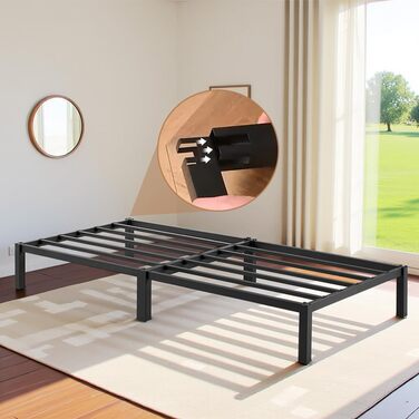 Металеве ліжко 90 x 200 см, каркас ліжка, односпальне ліжко, каркас ліжка-платформа, ліжко з палет, модульне ліжко, для складання не потрібні інструменти, чорне, 90 x 200 см, чорний - комплект з 1 предмета