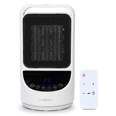 Розумний керамічний обігрівач Nedis HTFA22WTW SmartLife WLAN, 1500 Вт, 2 режими нагріву, осциляція, індикатор температури 1049 C, керування через додаток, Alexa та Google Assistant, білий