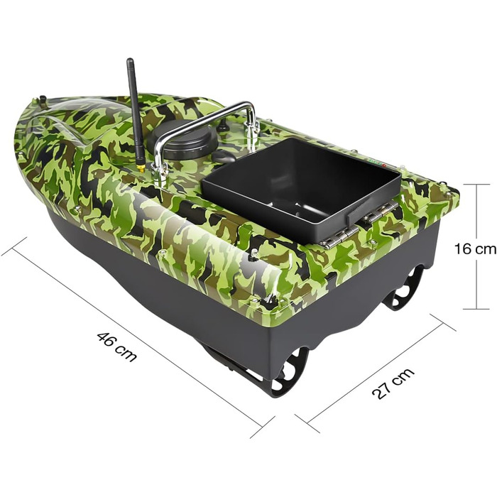 Метровий човен з наживкою. Човен із дистанційним керуванням. Човен із дистанційним керуванням. Човен із наживкою. Подвійний моторний ехолот із завантаженням 1,5 кг із датчиком ехолота. Подарунки рибалці для риболовлі на коропа (камуфляжний човен із ехолот