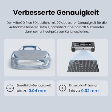 Сканер Revopoint MIRACO Plus для 3D-друку, портативний сканер з фотограмметрією, до 20 кадрів в секунду, точність до 0,02 мм, повн