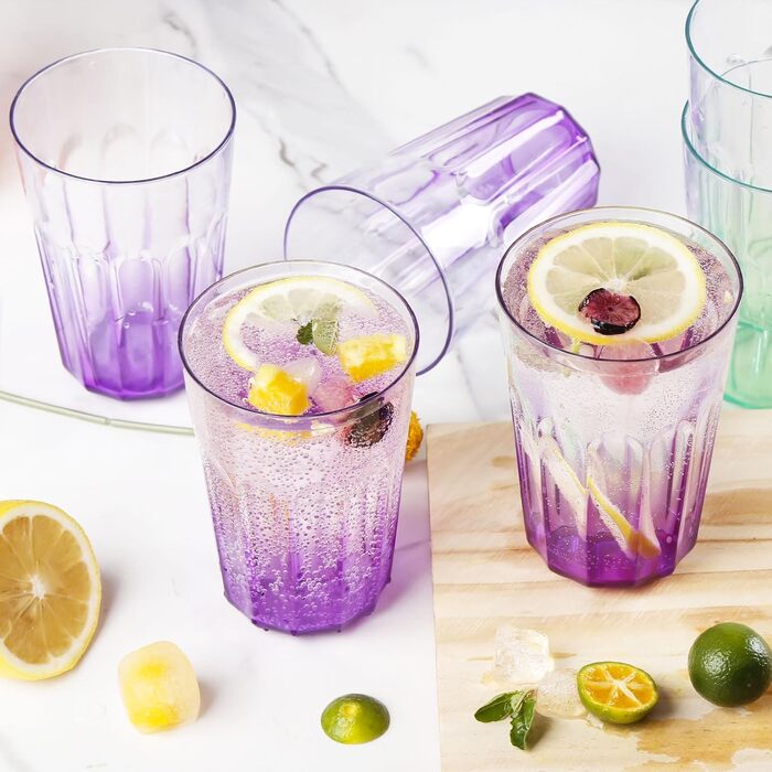 Пластикових стаканчиків по 350 мл - Стійкі стаканчики для дітей - Багаторазові пластикові стаканчики - Ідеально підходить для вечірок, активного відпочинку, кемпінгу - Фіолетові, 12