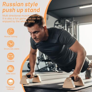 Дерев&39яні ручки для віджимань з ремінцями на зап&39ястя, 2 шт., перекладина для віджимань 25 см, паралельні бруски, що не ковзають у суглобах, ергономічні, нековзні ручки для стійки на руках, обладнання для калістеніки для віджимань у стійці на руках