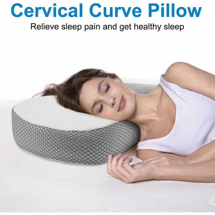 Подушка Ainiv з піни з ефектом пам&39яті, ергономічна подушка, подушка для голови для сну на боці, спині та животі, покращує якість сну, сірий колір