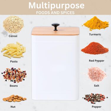 Набір контейнерів для зберігання PERFNIQUE для кухні - Набір із 4 предметів для зберігання кавового борошна, цукру та солі, контейнери для зберігання продуктів із герметичними кришками (білий)