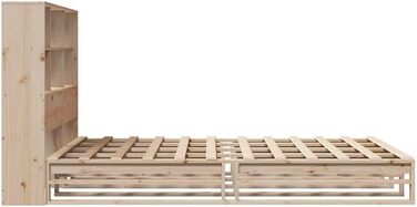 Ліжко vidaXL з масиву дерева, ліжко з книжковою полицею (матрац не входить до комплекту), дерев&39яний каркас ліжка з рейковою основою, ліжко з палет, двоспальне ліжко для спальні, 140x190 см, коричневий колір.