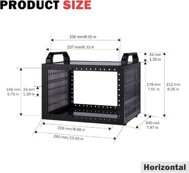 Міні-серверна шафа GeeekPi DeskPi RackMate TT для міні-ПК, міні-стійка глибиною 200 мм, включаючи 2 полиці-вставки по 0,5U, для NAS, AV та мережевих технологій (чорна)