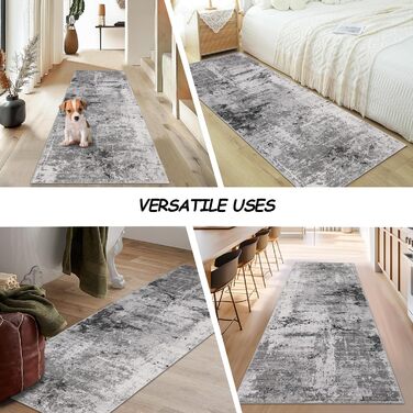 Килимок-доріжка Cekene з абстрактним принтом 80x200 см, сірий, для передпокою, миється, нековзний, для кухні, довгий килим-доріжка для входу, ванної кімнати, пральні 80 x 200 см (прямокутний), сірий